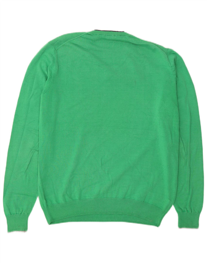 Sun68 Herren-Pullover mit V-Ausschnitt, XL, grüne Baumwolle