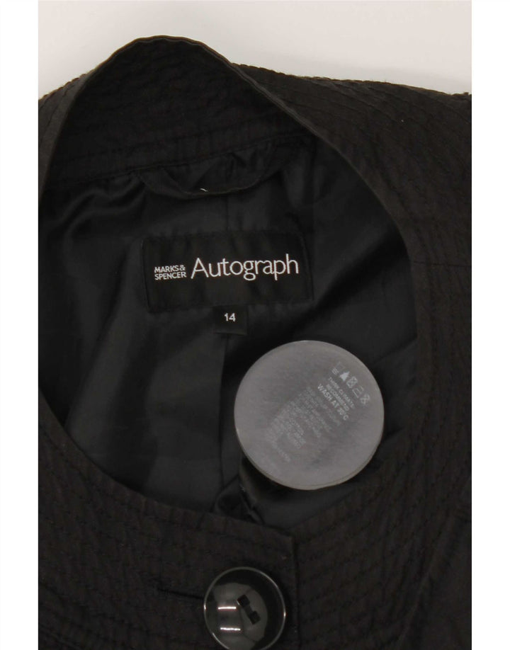 Marks & Spencer Damen Autograph Trenchcoat UK 14 Mittelschwarze Baumwolle