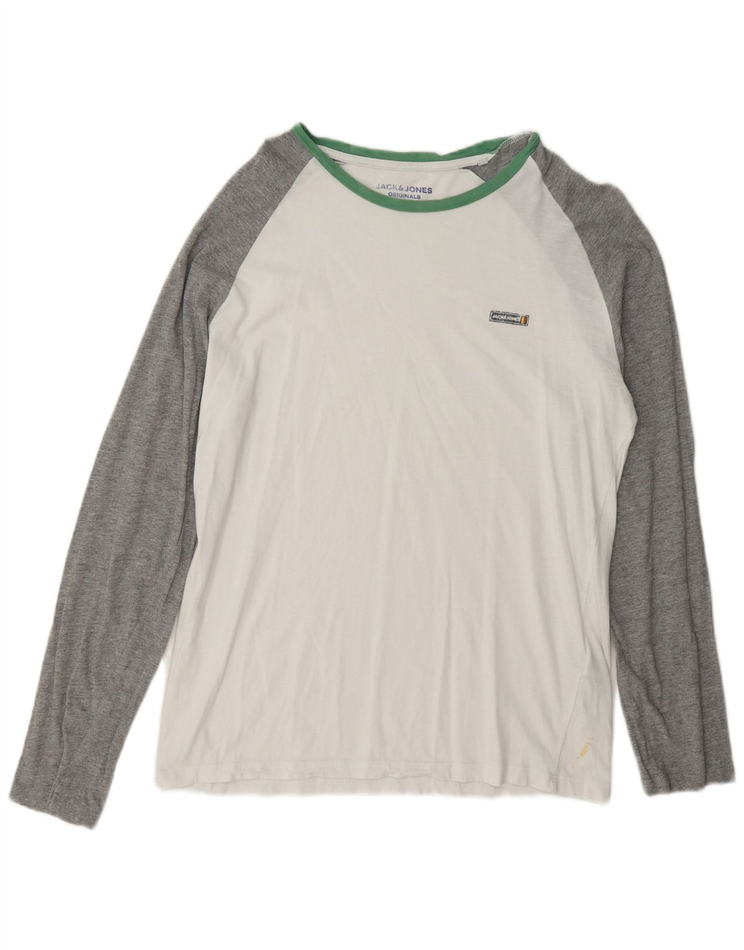 Jack & Jones Herren-Oberteil mit normaler Passform, langärmlig, groß, Weiß, Farbblock