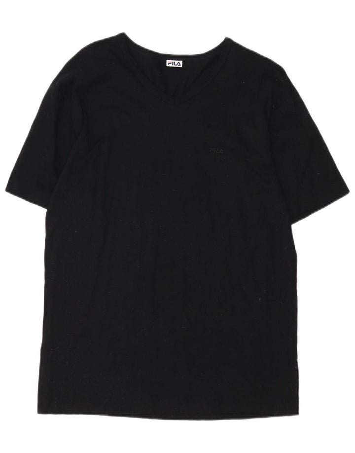 FILA Damen T-Shirt Top UK 14 Mittelschwarze Baumwolle