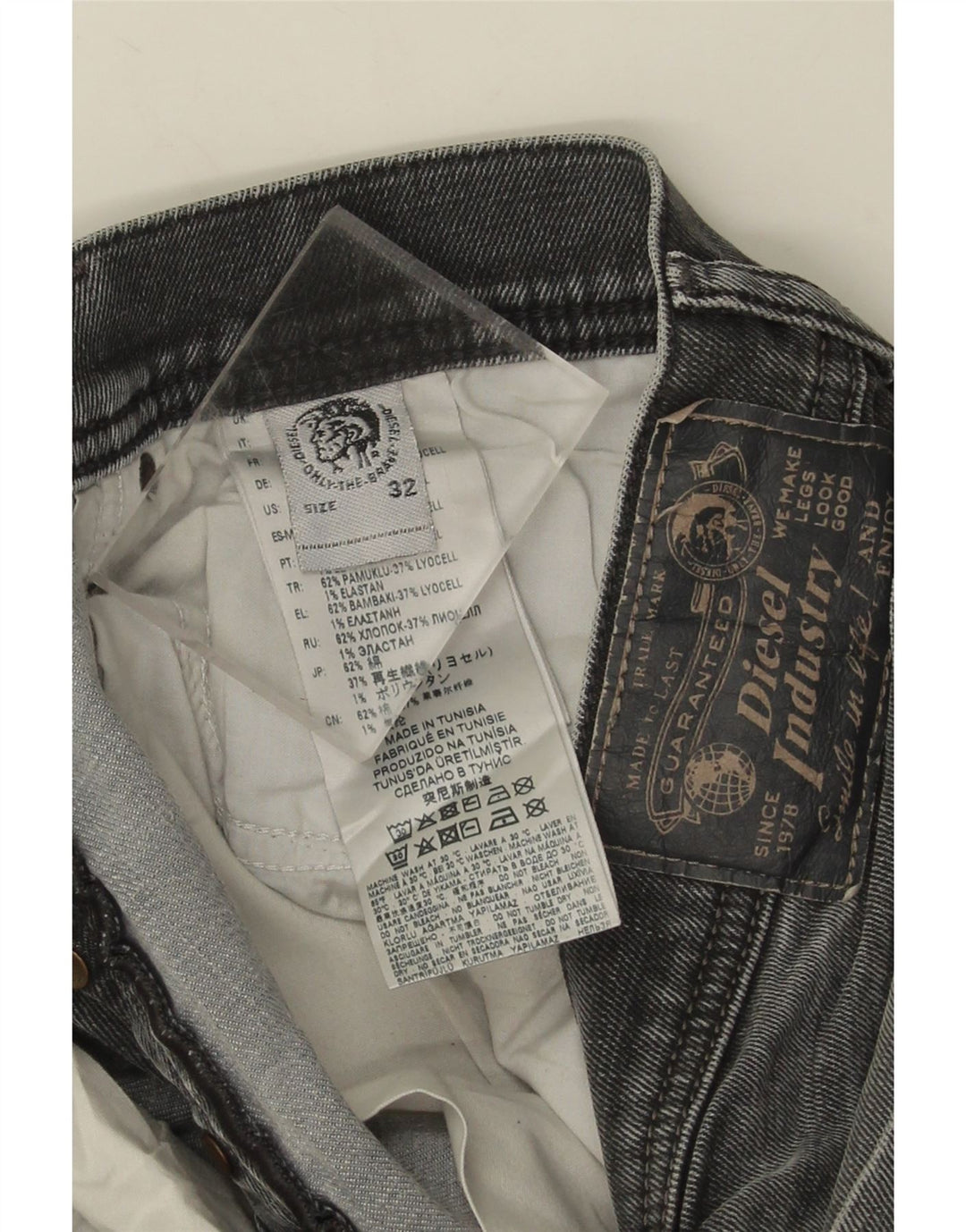 Diesel Herren Slim Jeans W32 L32 Graue Baumwolle