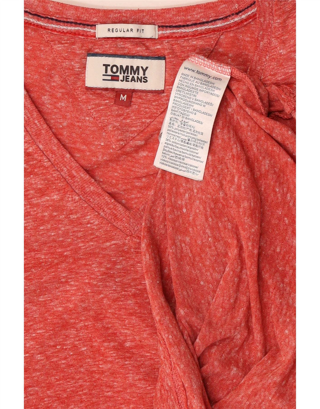 Tommy Hilfiger Herren-T-Shirt mit normaler Passform, mittelrosa meliertes Polyester