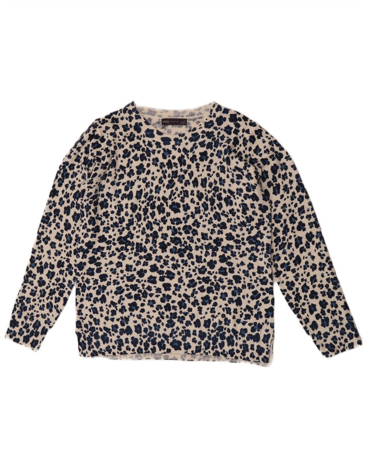 Marks & Spencer Damen Pullover mit Rundhalsausschnitt, UK 12, Mittelblau