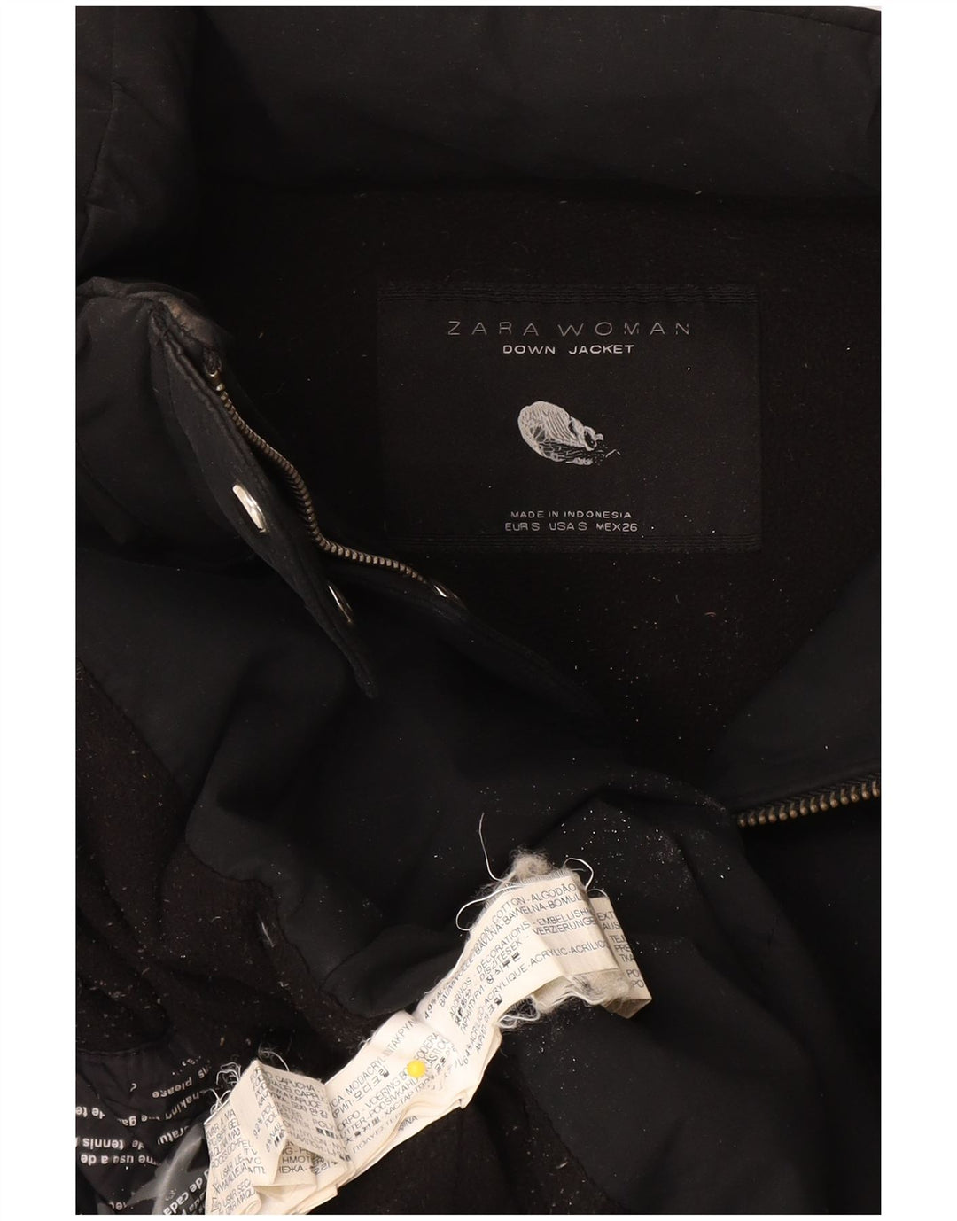 Zara Damen Wattierte Jacke UK 10 Small Schwarz Baumwolle