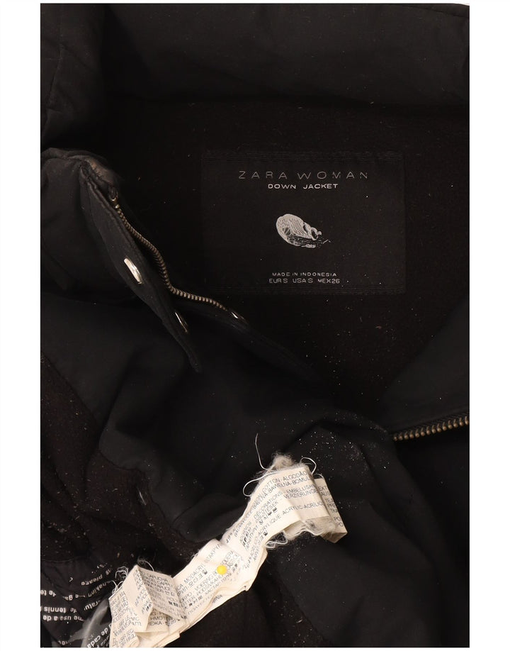 Zara Damen Wattierte Jacke UK 10 Small Schwarz Baumwolle