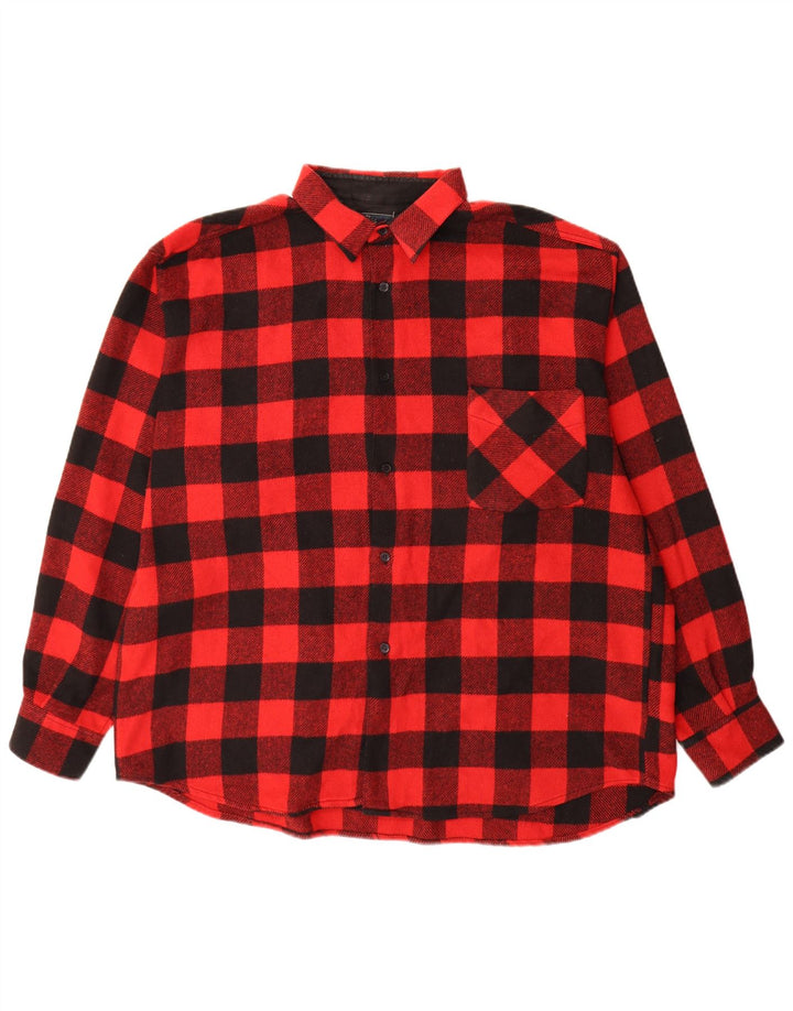 Colombus Herren-Overshirt, Flanellhemd, XL, rotes Gingham-Polyester
