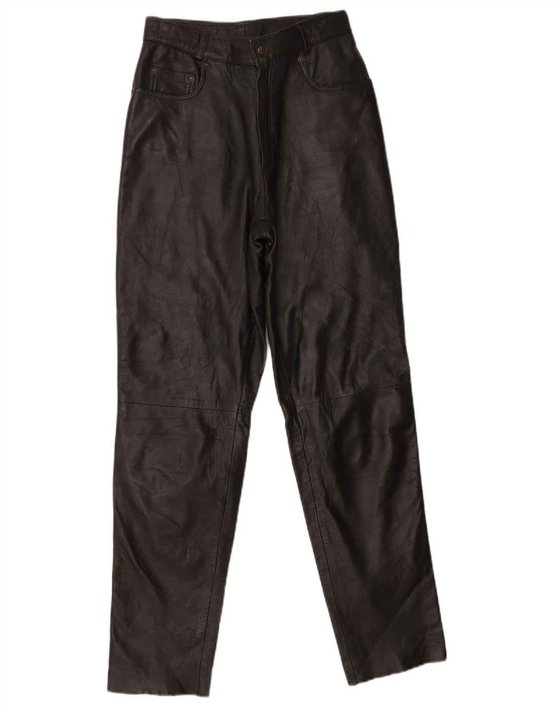 Conbipel Herren-Lederhose mit hoher Taille, W26, L29, schwarzes Leder