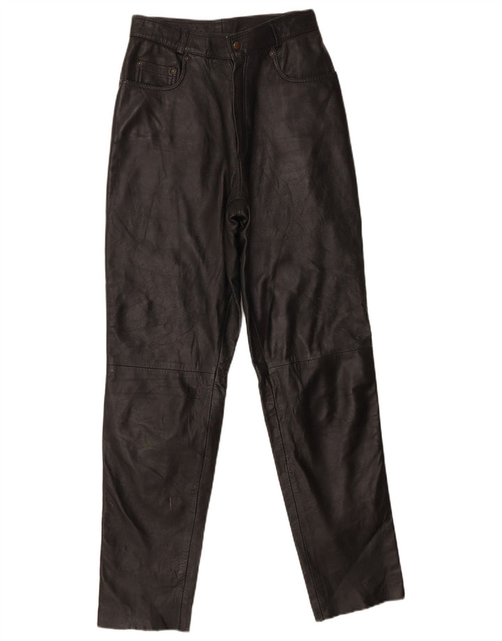 Conbipel Herren-Lederhose mit hoher Taille, W26, L29, schwarzes Leder
