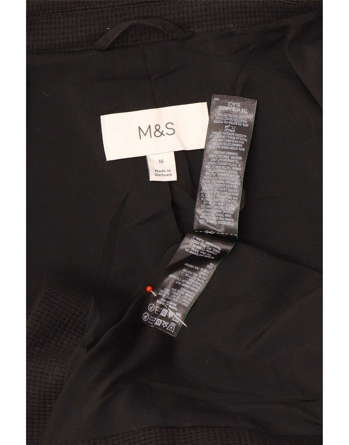 Marks & Spencer Damen-Blazerjacke mit 1 Knopf, UK 16, Größe L, Schwarz, Baumwolle