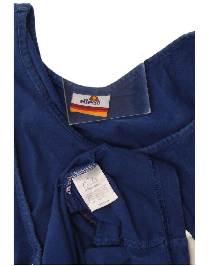 Ellesse Womens Graphic Vest Top UK 14 Mittelblaue Colourblock-Baumwolle