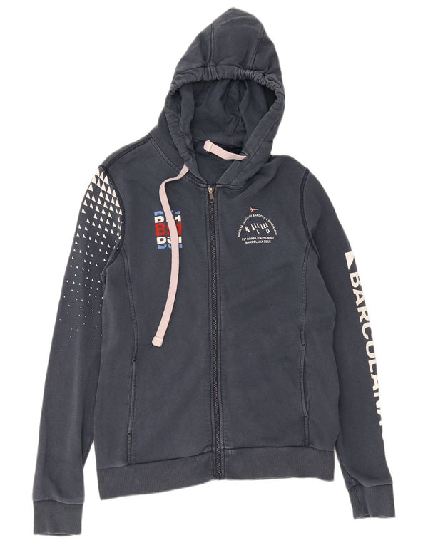 North Sails Mens Graphic Zip Hoodie Sweater Small Navy Blue Spotted Cotton