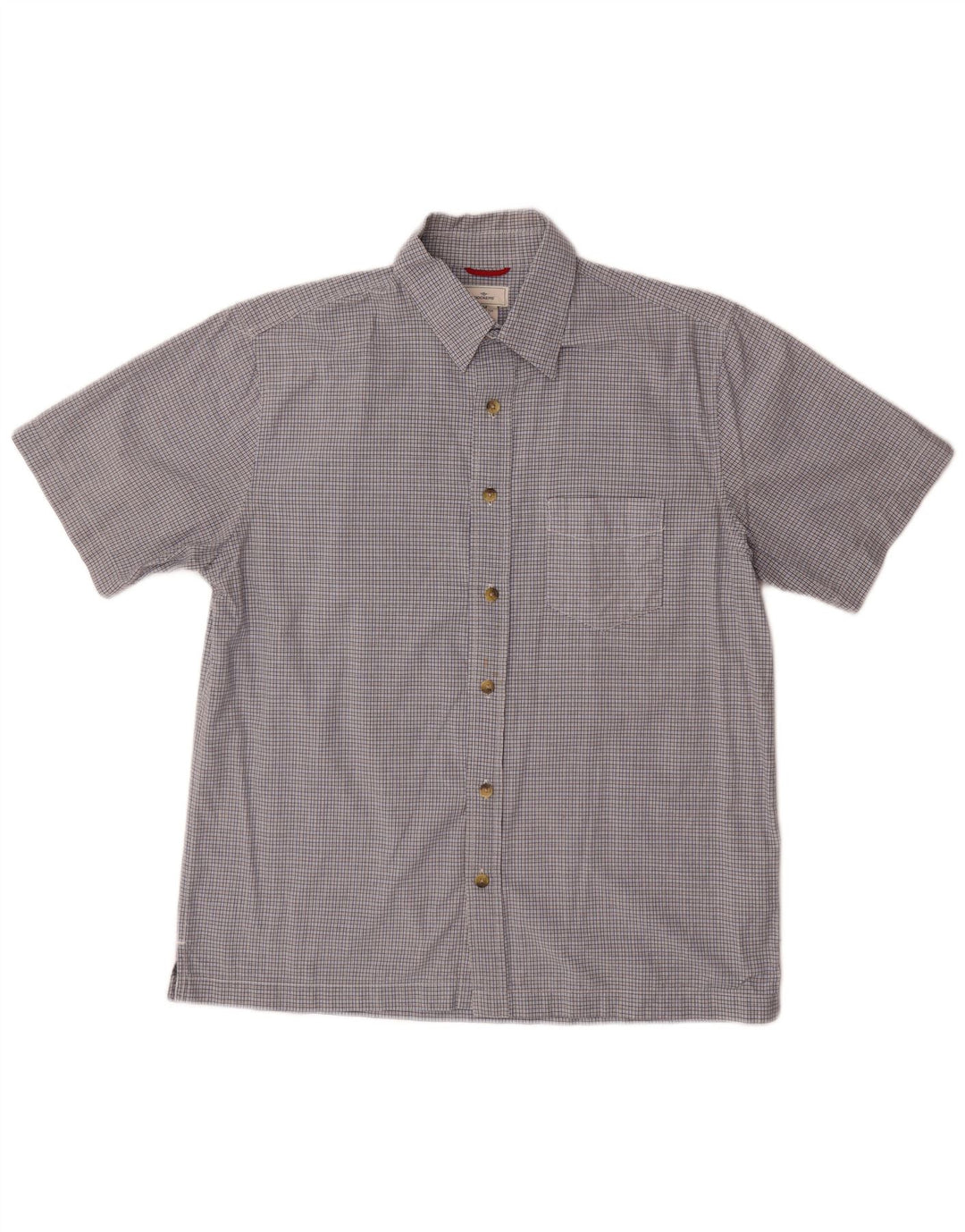 DOCKERS Herren-Kurzarmhemd aus mittelblau karierter Baumwolle