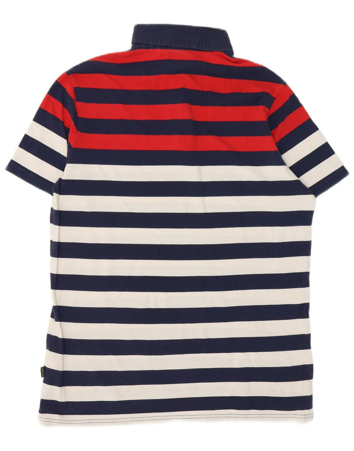 MUSTO Herren-Poloshirt aus mittelblauer, gestreifter Baumwolle