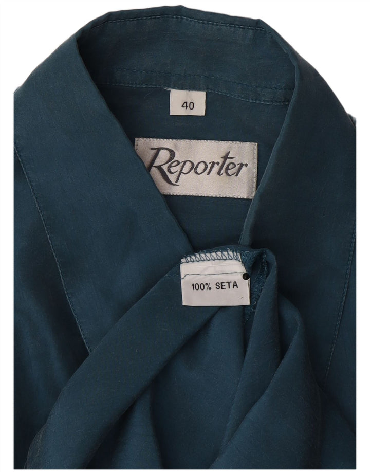 Reporter Herrenhemd Größe 40 Medium Marineblau Seide