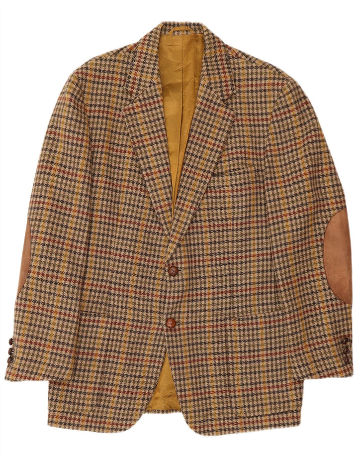 Henry Cottons Herren-Blazer mit 2 Knöpfen, IT 48, Mittelbraun mit Hahnentrittmuster