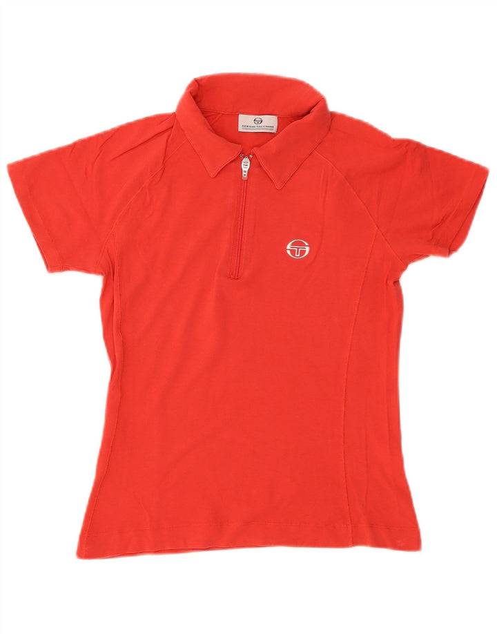 Sergio Tacchini Damen Poloshirt UK 12 Mittelrote Baumwolle