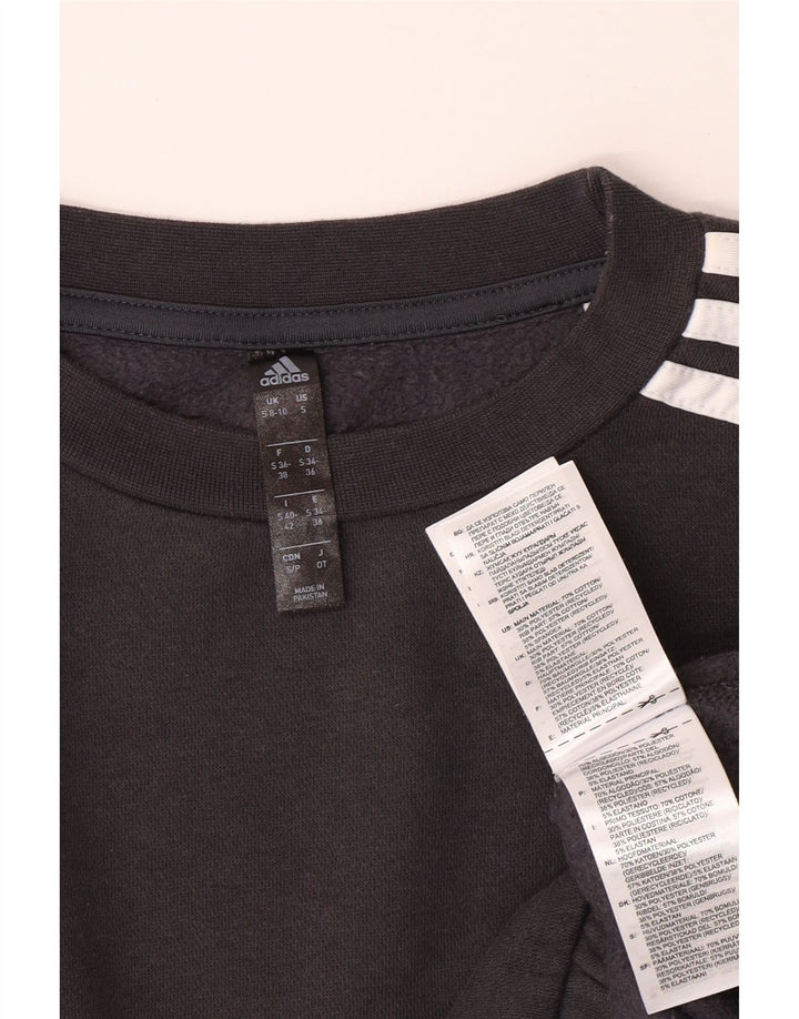 ADIDAS Damen Crop Oversized Sweatshirt Pullover UK 8/10 Small Graue Baumwolle