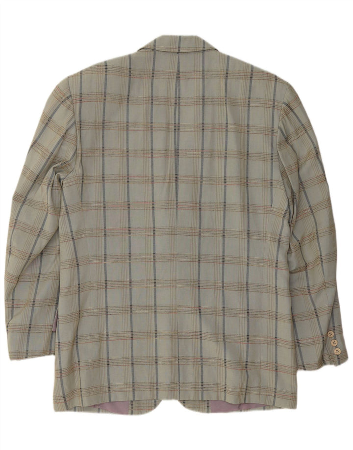 VINTAGE Herren 2-Knopf-Blazerjacke IT 52 XL Grau karierte Viskose