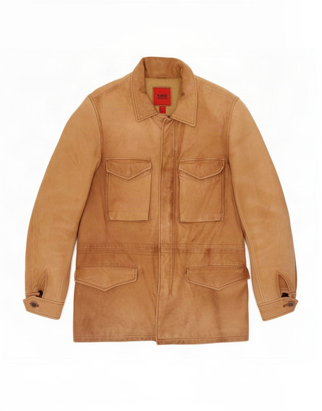 Bomb Boogie Herren-Leder-Utility-Jacke UK 38 Medium Beige