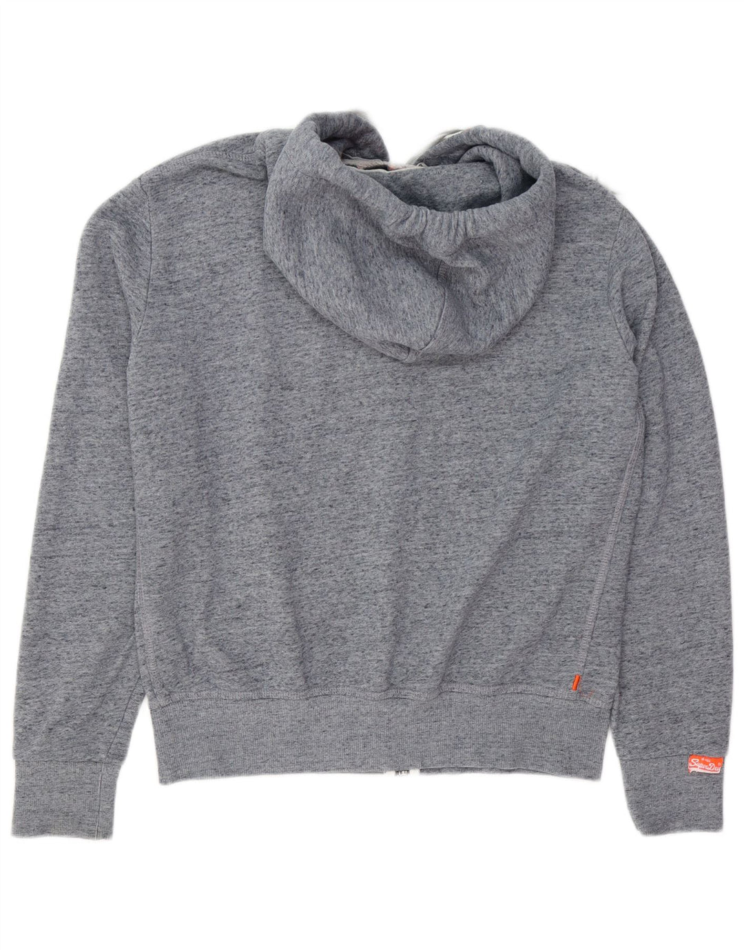 Superdry Herren-Kapuzenpullover mit Reißverschluss, mittelblau gefleckte Baumwolle