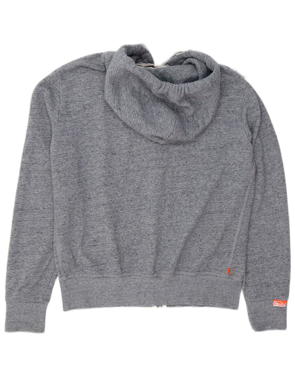 Superdry Herren-Kapuzenpullover mit Reißverschluss, mittelblau gefleckte Baumwolle