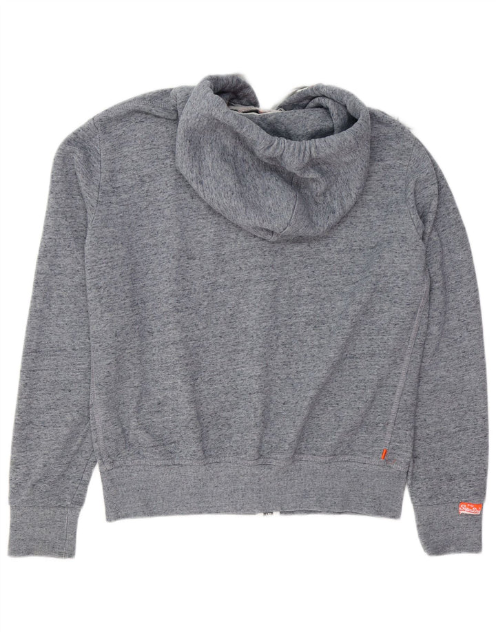 Superdry Herren-Kapuzenpullover mit Reißverschluss, mittelblau gefleckte Baumwolle