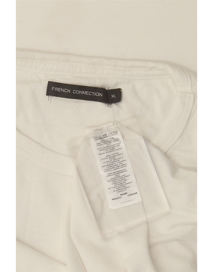 French Connection Herren T-Shirt Top XL aus weißer Baumwolle