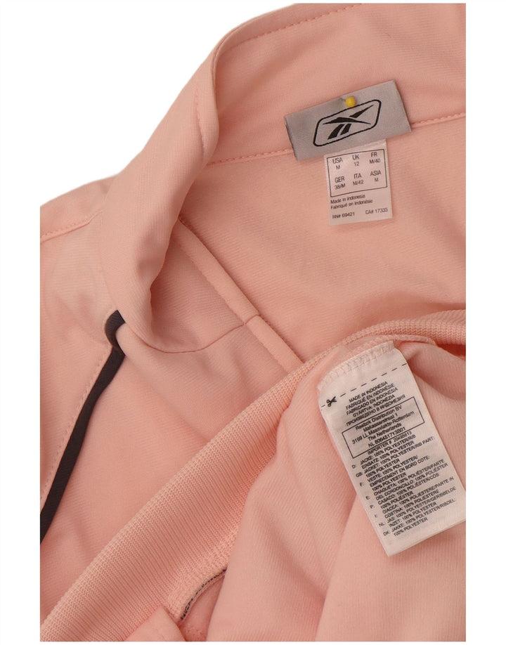 Reebok Damen-Trainingsanzug-Top-Jacke UK 12 Mittelrosa Colourblock-Polyester