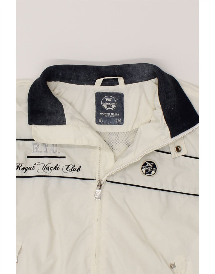 NORTH SAILS Boys Graphic Tracksuit Top Jacket 13-14 Years Off White Vintage North Sails and Second-Hand North Sails from Messina Hembry 