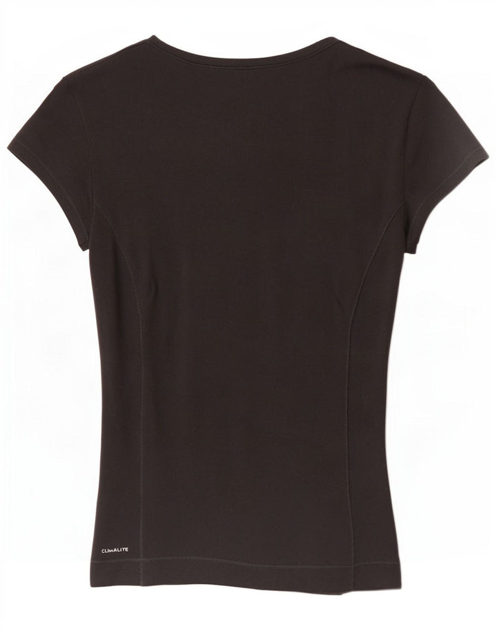 Adidas Damen Climalite T-Shirt Top UK 8 Small Schwarz Polyester