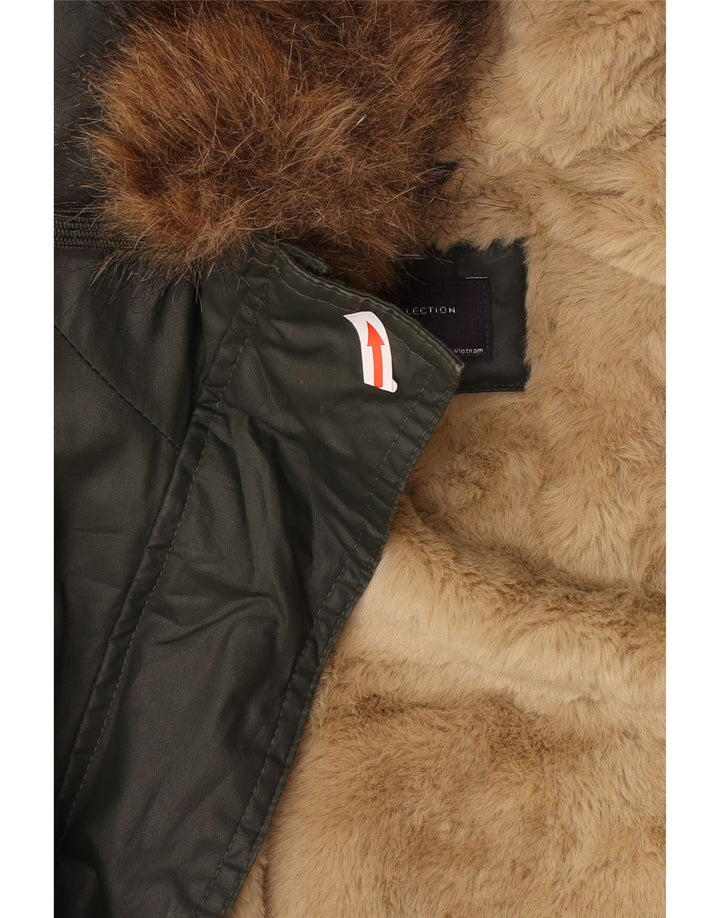 Marks & Spencer Damen-Übergröße, gewachste Jacke mit Kapuze, Gr. 8, Khaki