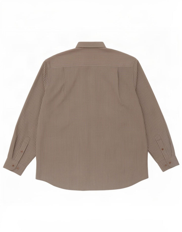 James Pringle Herrenhemd XL Graues Nadelstreifen-Polyester