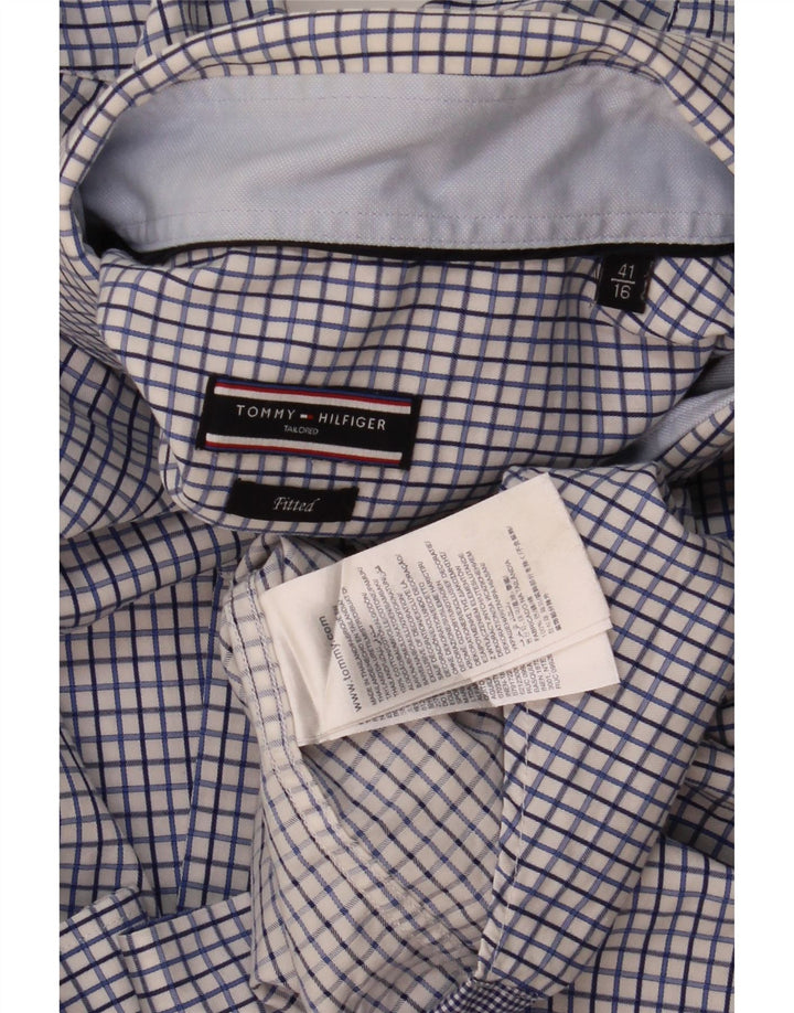 Tommy Hilfiger Herren-Hemd, tailliert, Größe 41/16, groß, blau kariert