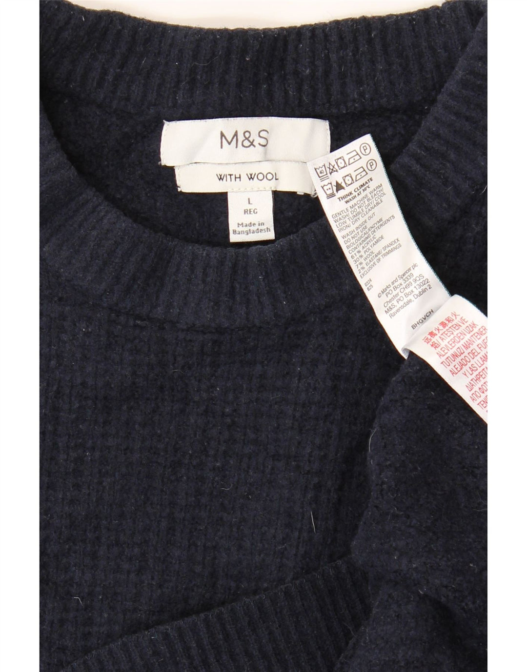 Marks & Spencer Herren-Pullover mit Rundhalsausschnitt, groß, Marineblau, Acryl