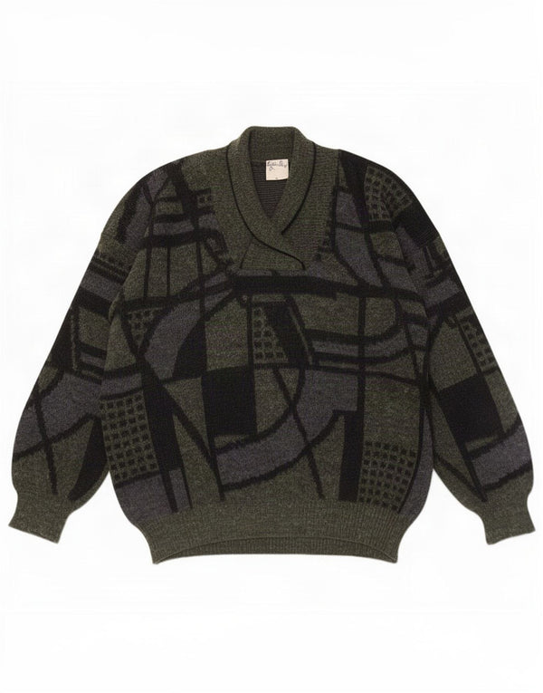 Angelo Litrico Herren-Pullover mit Schalkragen, XL, grün, geometrisches Acryl