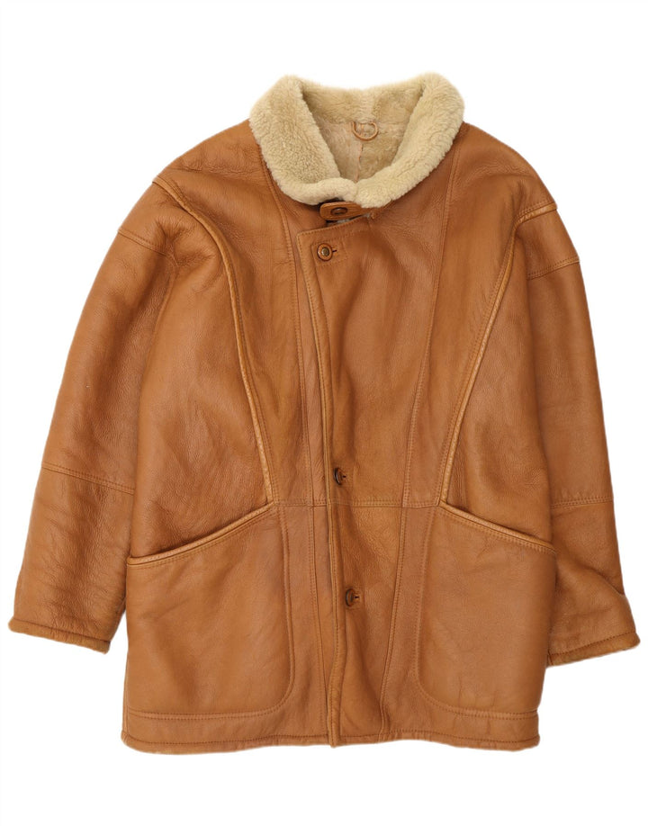 Vinci Herren Shearling Jacke UK 40 Großes braunes Leder