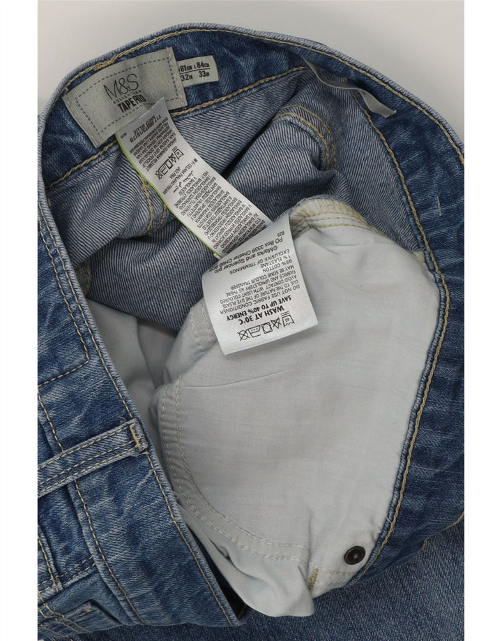 MARKS & SPENCER Herren Tapered Jeans W32 L31 Blaue Baumwolle