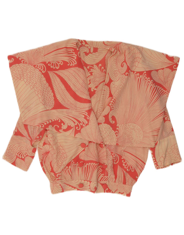 Vintage Damen 3/4-Ärmel-Hemdbluse UK 16 Großes rotes Paisleymuster