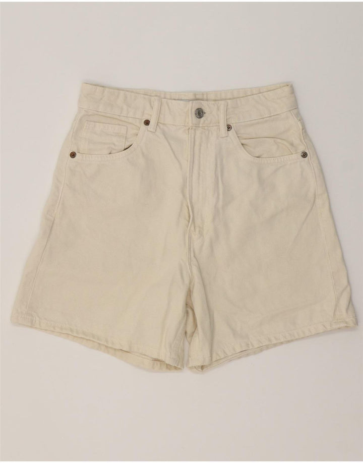 Zara Damen Jeansshorts EU 38 Small W28 Off White Cotton