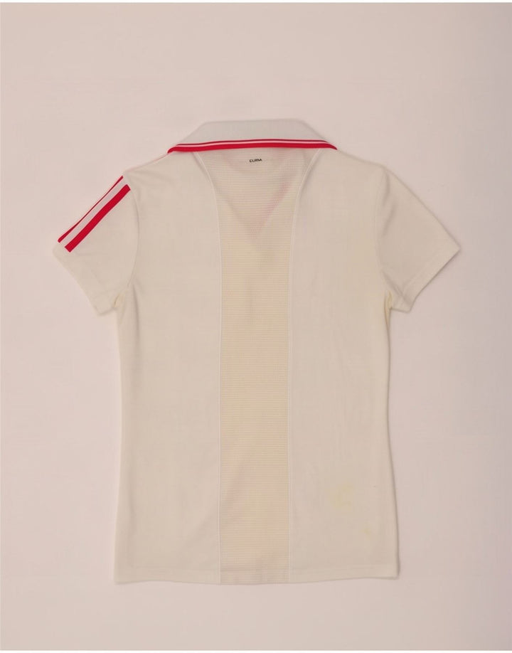 Adidas Damen-Poloshirt UK 14 Mittelweißes Colourblock-Polyester