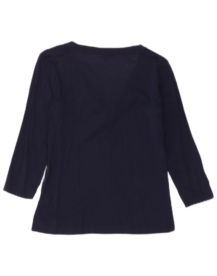 Massimo Dutti Damen-Blusenoberteil mit 3/4-Ärmeln, UK-Gr. 12, mittleres Marineblau