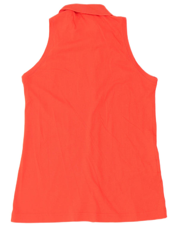 Sergio Tacchini Damen ärmellose Hemdbluse UK 14 Große rote Baumwolle