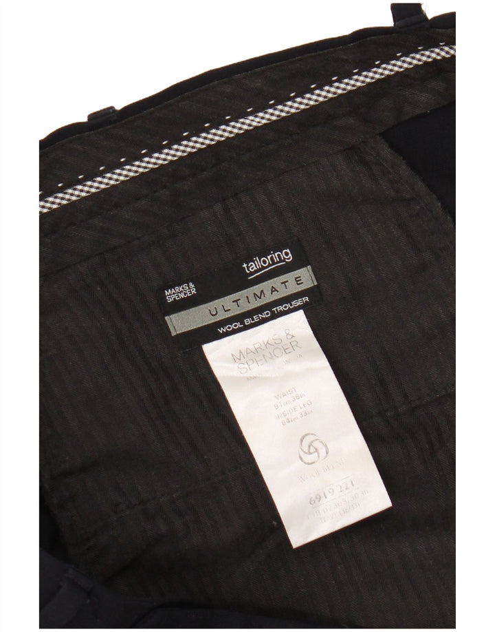 Marks & Spencer Herren-Anzughose mit Pegged-Anzug, W36 L33, marineblaues Polyester