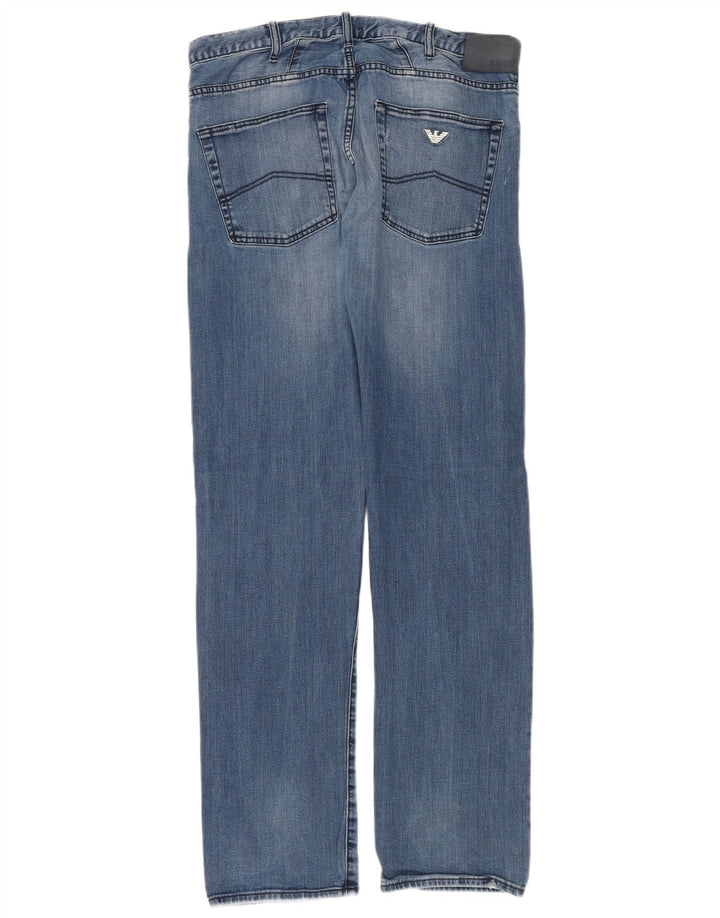 Armani Herren Straight Jeans W33 L34 Blaue Baumwolle