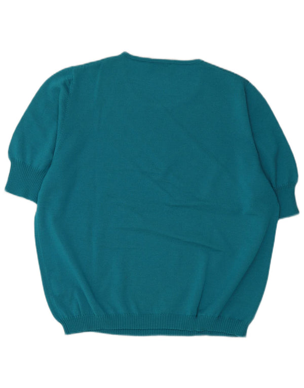 LUISA SPAGNOLI Damen Pullover mit kurzen Ärmeln und U-Boot-Ausschnitt, Gr. 18, XL, Blau