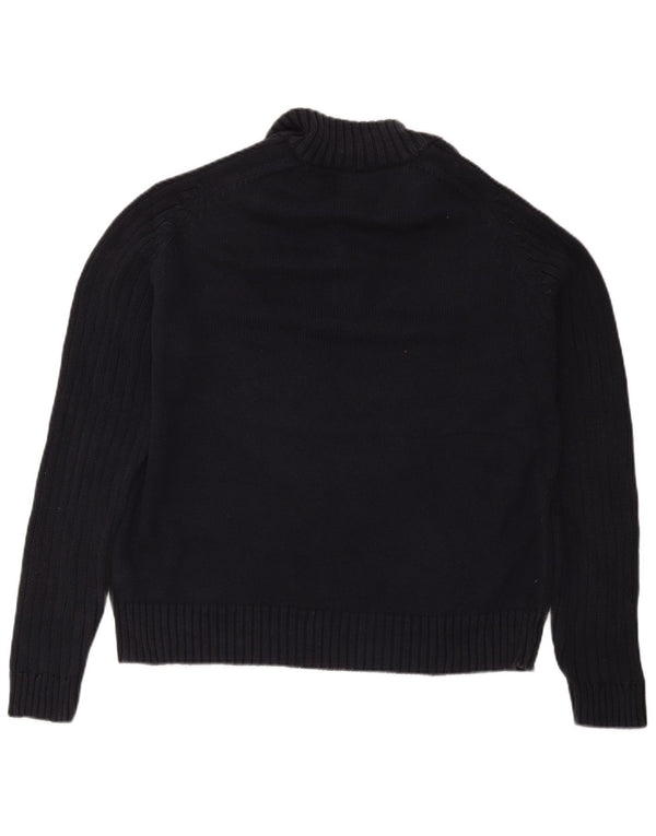 Marks & Spencer Herren Blauer Harbour-Pullover mit Knopfkragen, Größe L, Marineblau