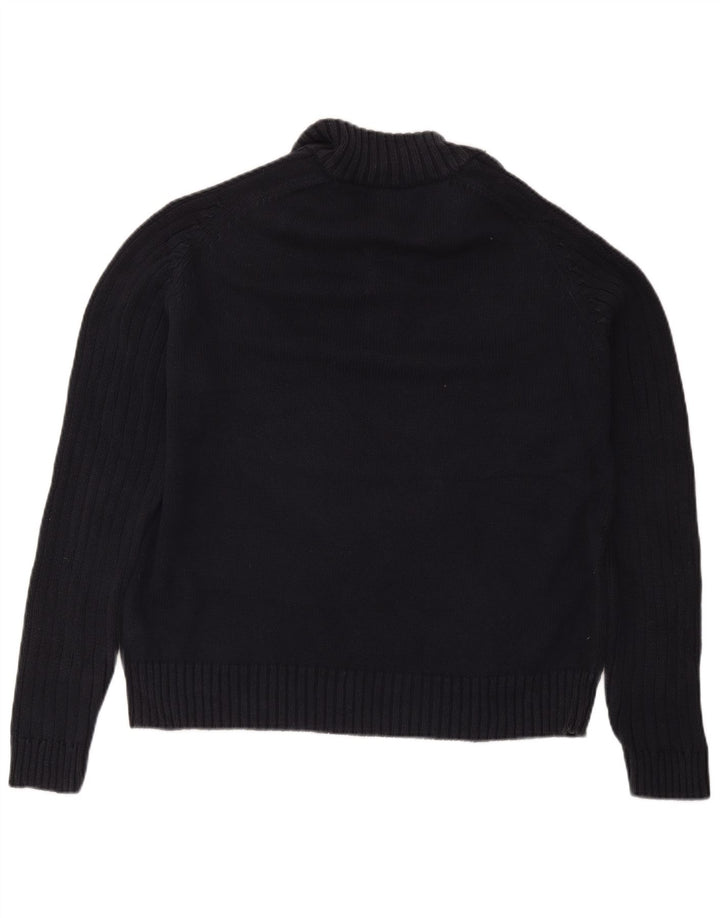 Marks & Spencer Herren Blauer Harbour-Pullover mit Knopfkragen, Größe L, Marineblau