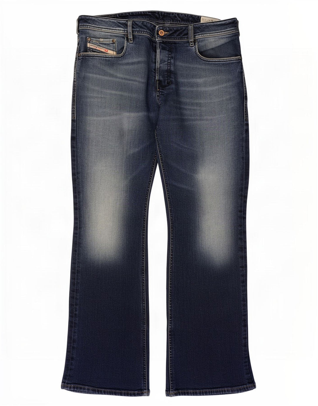 Diesel Herren Bootcut Jeans W34 L30 Marineblaue Baumwolle