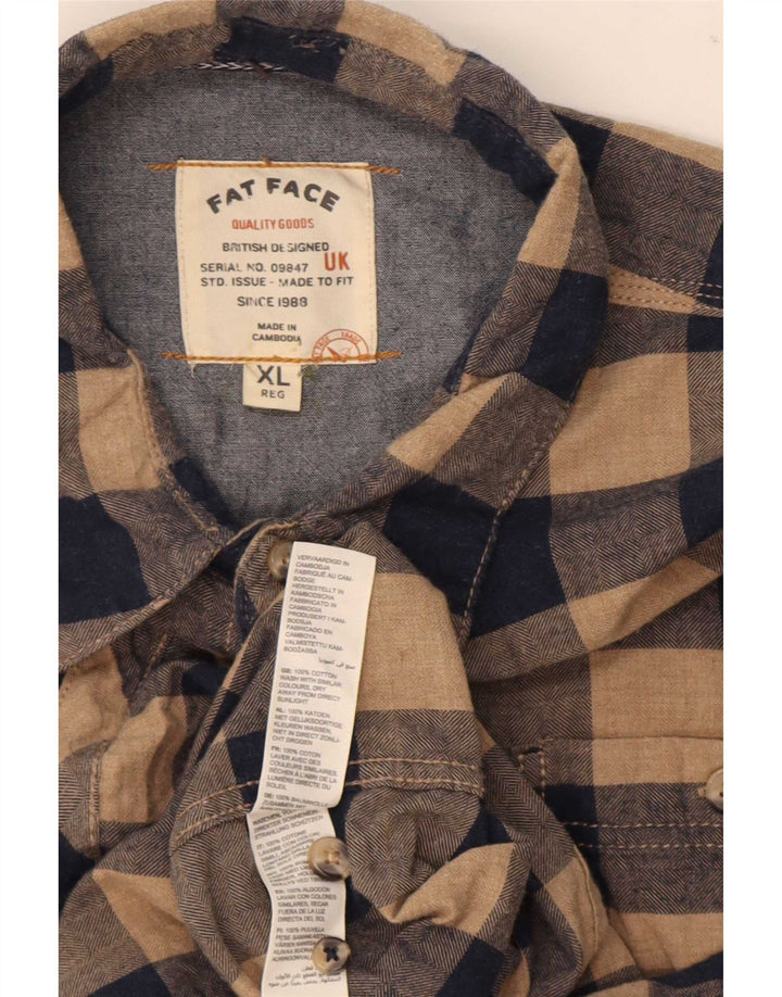 Fat Face Herren Flanellhemd XL Beige Gingham Baumwolle