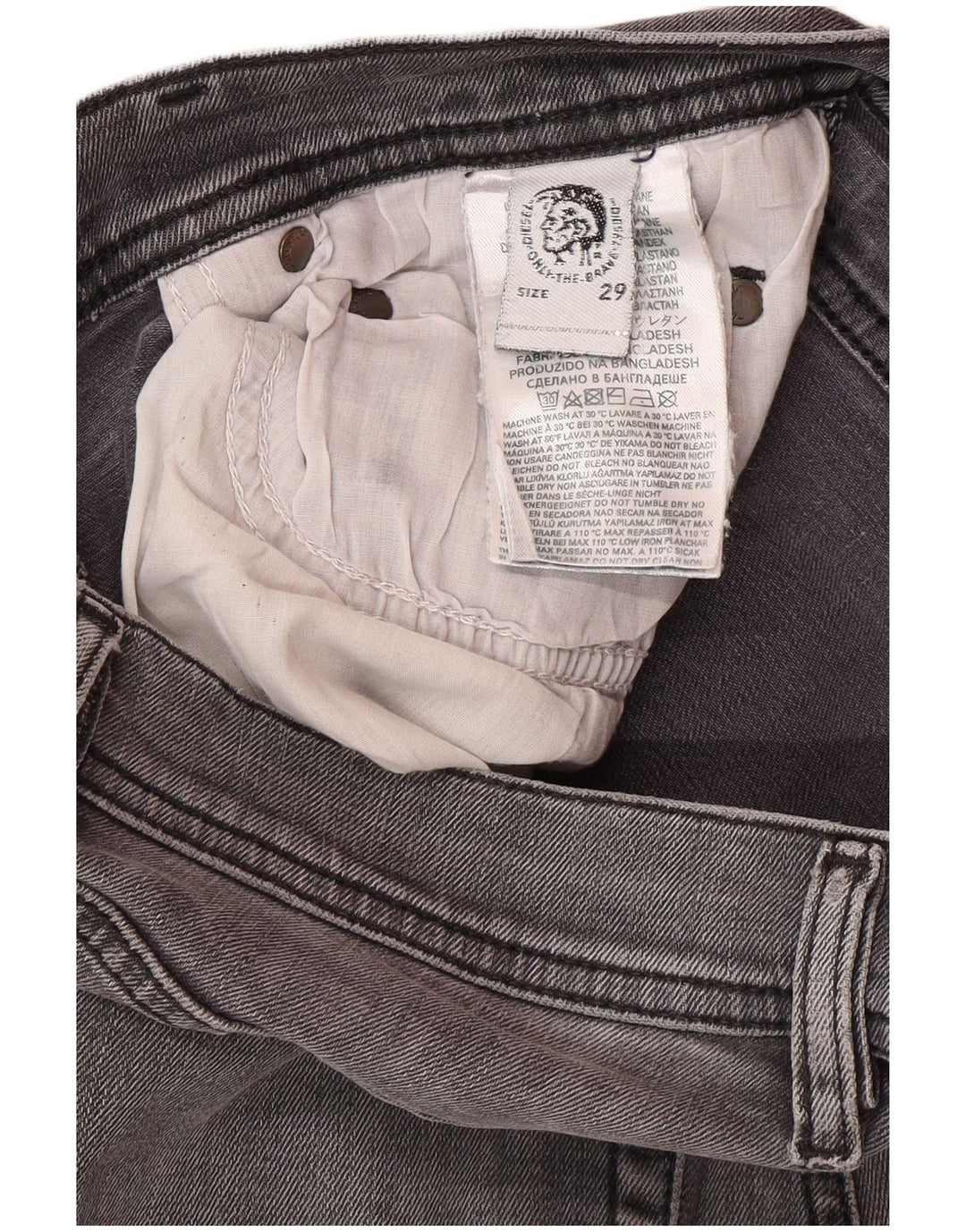 DIESEL Herren Skinny Jeans W29 L30 Graue Baumwolle